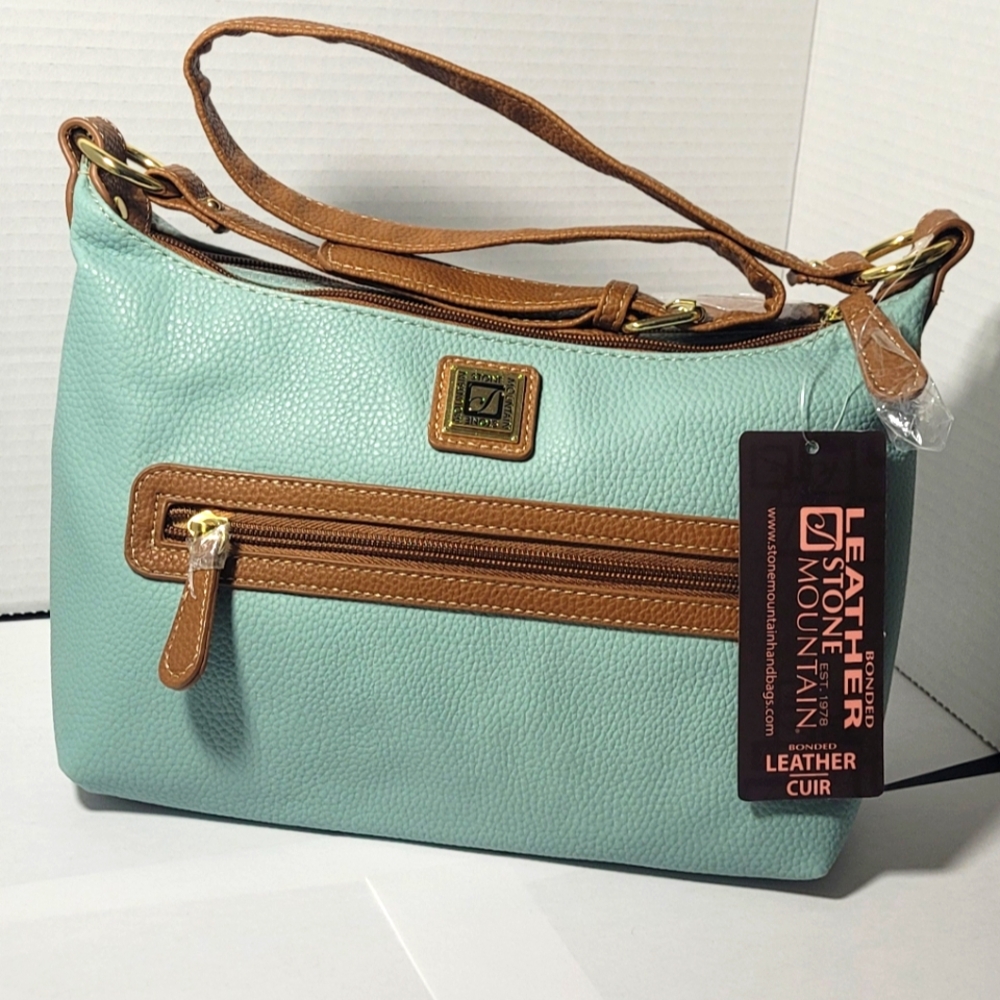 Stone Mountain "Sophia" Seafoam Green Leather Shoulder Bag